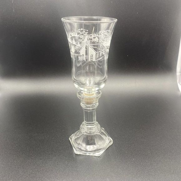 Vintage Home Interiors Candle Holder With Votive Cup Etched Christmas - Picture 1 of 4